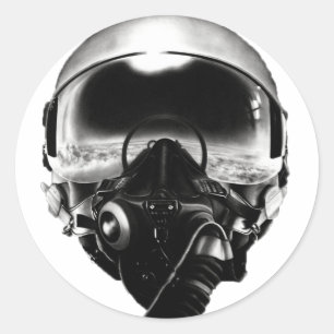 Sticker Rond Casque de pilote de chasse