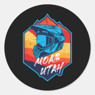 Sticker Rond Casque de VTT Moab Utah Sport Extrême Vin