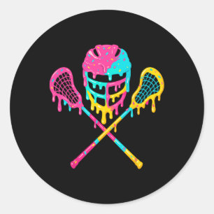 Sticker Rond Casque Lacrosse Lâcheuse Casque Crème de glace Bât