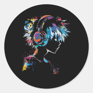 Sticker Rond Casque Motif Anime Manga Motif Illustration de l'a