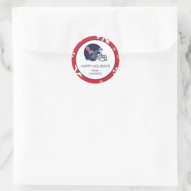 Sticker Rond Casque Ole Miss Football | bleu foncé (Sac)
