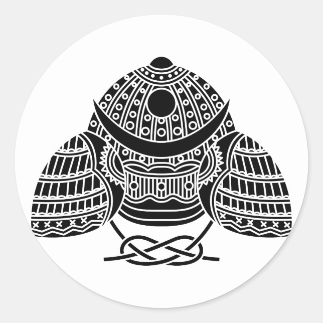 Sticker Rond Casque Sun moon Samurai (Devant)