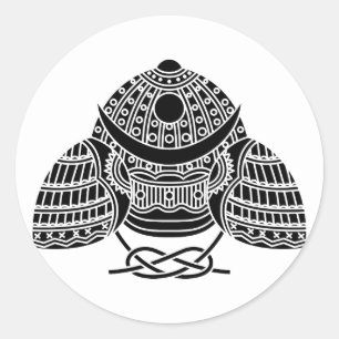 Sticker Rond Casque Sun moon Samurai