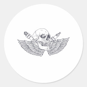Sticker Rond Casque Tattoo Cool Bike