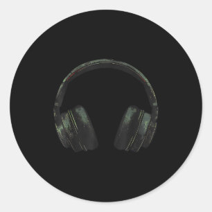 Sticker Rond Casques audio avec musique relaxante de coucher de