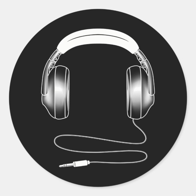 Sticker Rond Casques cool DJ Music Artiste Lover (Devant)