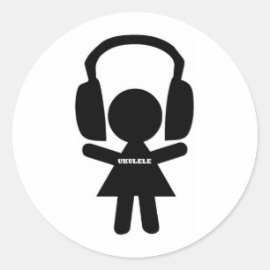 Sticker Rond Casques de brouillage Ukulele Music