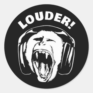 Sticker Rond Casques Monkey Loud Music Lover