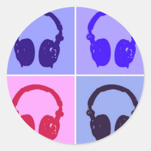 Sticker Rond Casques Pop Art