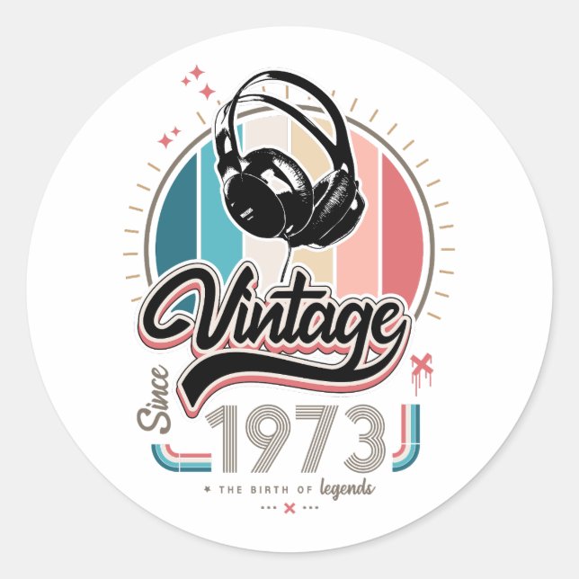 Sticker Rond Casques vintages depuis 1973 (Devant)