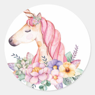 Sticker Rond Casquette de camionneur à capuche licorne bouton m