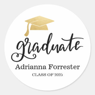 Sticker Rond Casquette de diplôme   Script Décontracté