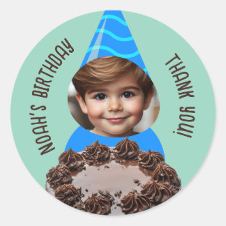 Sticker Rond Casquette de fête d'anniversaire de la fête du cho