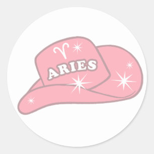 Sticker Rond Casquette de fille rose Zodiac Aries moderne