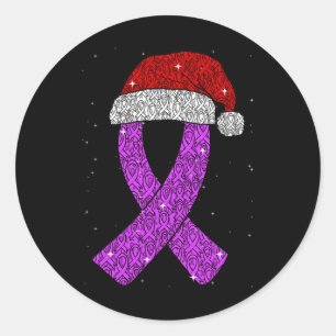 Sticker Rond Casquette de Noël Epilepsie Ruban de Sensibilisati