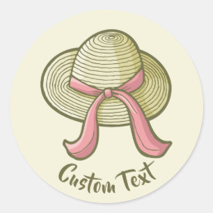 Sticker Rond Casquette de paille jaune