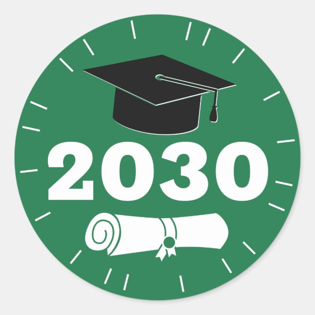 Sticker Rond Casquette de remise des diplômes moderne année de  (Devant)