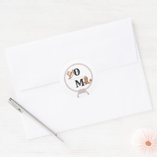 Sticker Rond Casquette des bottes Mariages de l'Ouest Monogramm