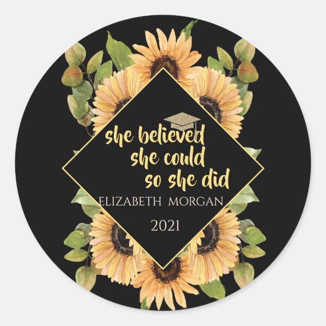 Sticker Rond Casquette diplômé de la Parties scintillant des to (Devant)