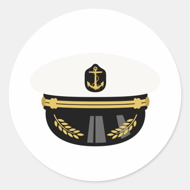 Sticker Rond Casquette du capitaine de mer (Devant)