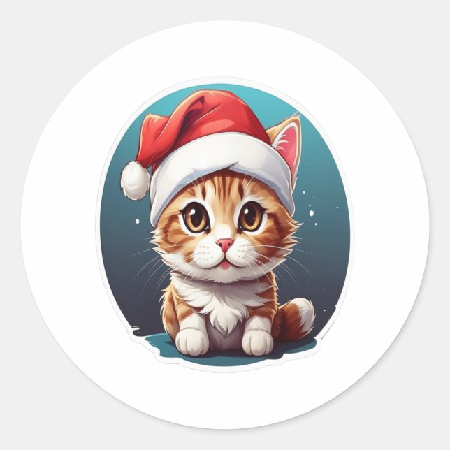 Sticker Rond Casquette d'usure de chat 2 (Devant)