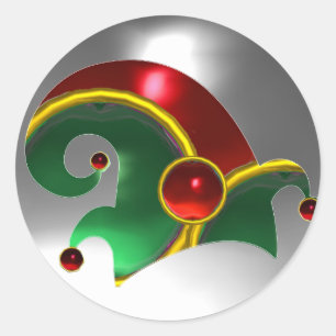 STICKER ROND CASQUETTE ELF VERT ROUGE / JEUX D'OR, PIERRES DE G