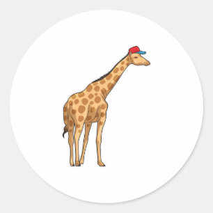 Sticker Rond Casquette Giraffe