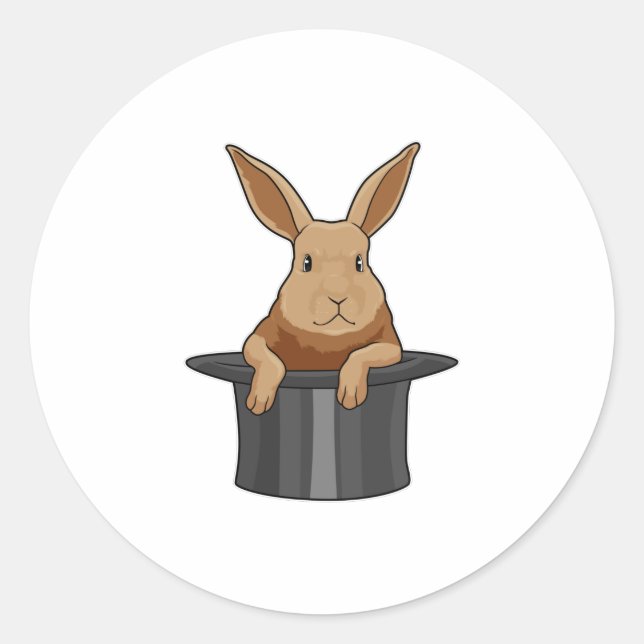 Sticker Rond Casquette magicien lapin (Devant)