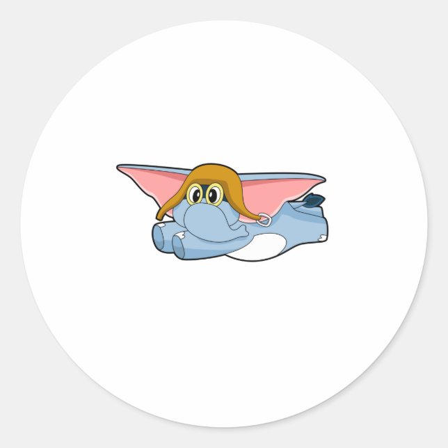 Sticker Rond Casquette pilote éléphant (Devant)