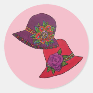 Sticker Rond Casquette rouge et violet