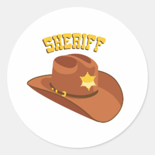 Sticker Rond Casquette Sheriff Cowboy
