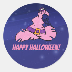 Sticker Rond Casquette sorcier Halloween rose mignon personnali