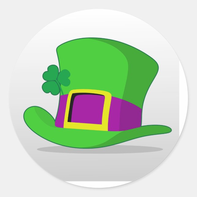 Sticker Rond casquette vintage vert leprechaun avec shamrock (Devant)