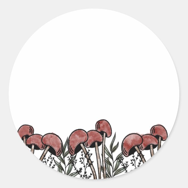 Sticker Rond Casquettes de champignons rouges (Devant)