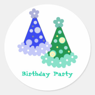 Sticker Rond Casquettes de fête d'anniversaire