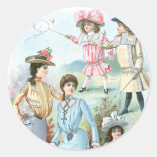 Sticker Rond casquettes de mode des années 1900