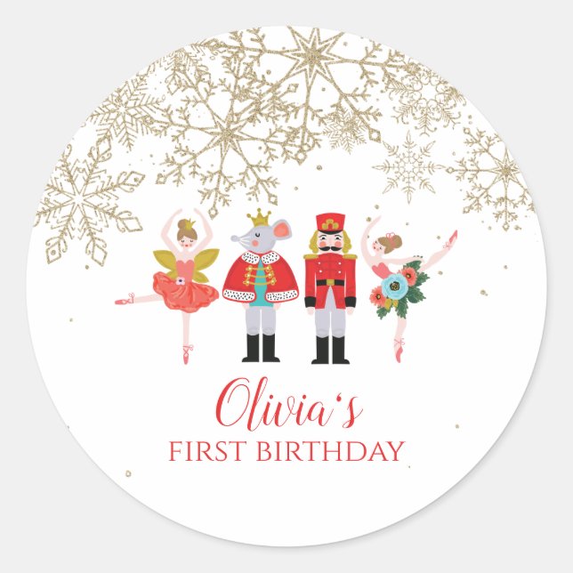 Sticker Rond Casse-Noisette Anniversaire Flocon de Neige d'Hive (Devant)