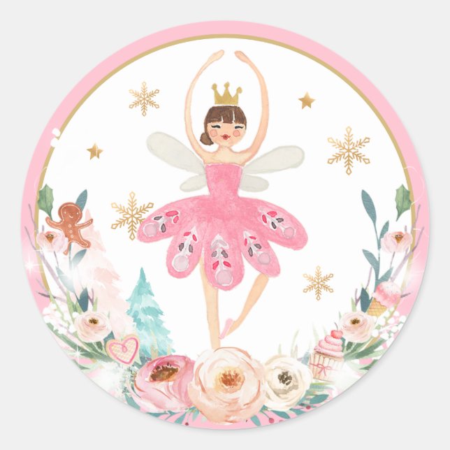 Sticker Rond Casse-Noisette Anniversaire Sugar Plum Fée Terre D (Devant)
