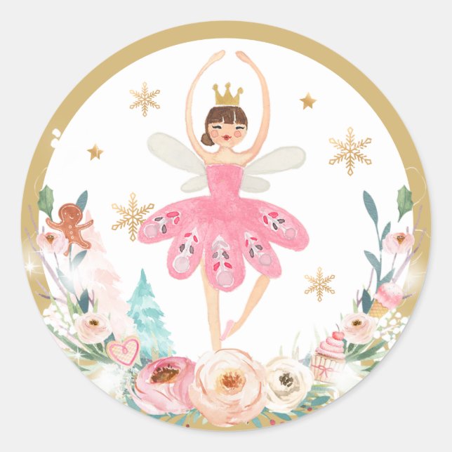 Sticker Rond Casse-Noisette Anniversaire Sugar Plum Fée Terre D (Devant)