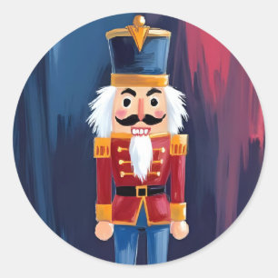 Sticker Rond Casse-noisette de Noël Joyeux Noël Aquarelle