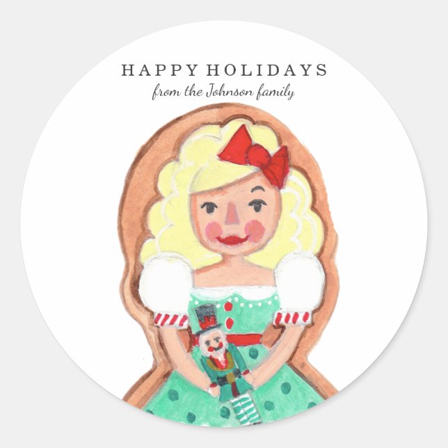 Sticker Rond Casse-Noisette de vacances de Noël Clara | Autocol (Devant)