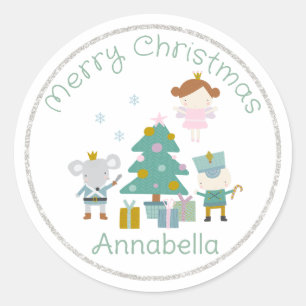 Sticker Rond Casse-Noisette Personnalisé de Noël Mignon