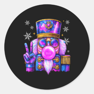 Sticker Rond Casse-noix violet soufflant du bubble gum Noël mig