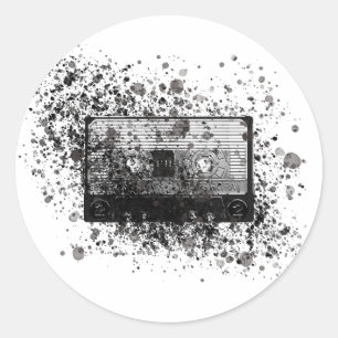 Sticker Rond Cassette audio rétro