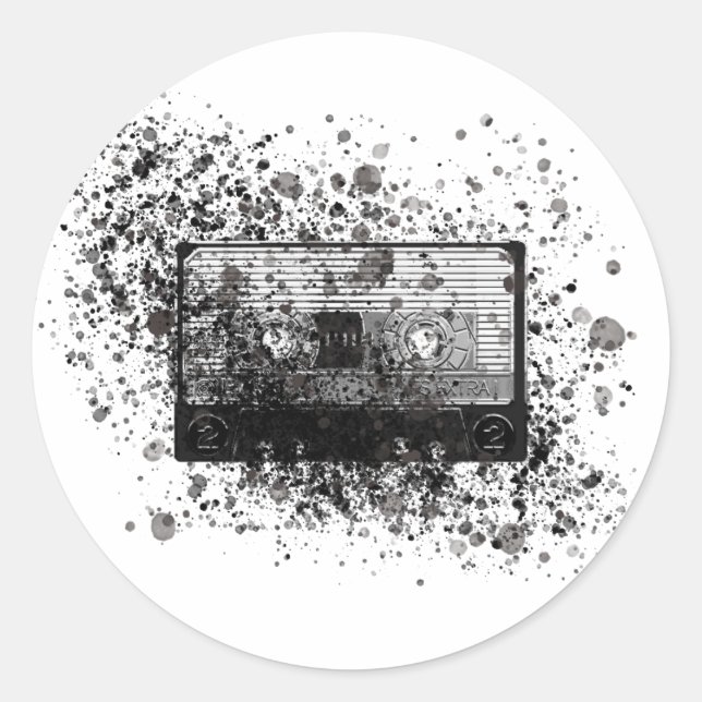Sticker Rond Cassette audio rétro (Devant)