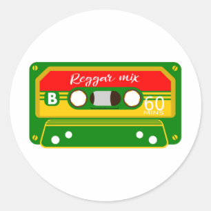 Sticker Rond cassette de mélange de reggae Rastafarian