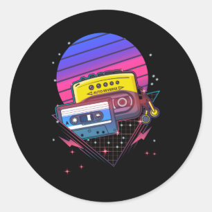 Sticker Rond Cassette rétro Vaporwave 80s 90s Musique Vintage