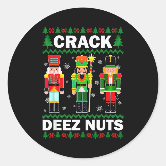 Sticker Rond Cassez ces noix Noël drôle  (Devant)