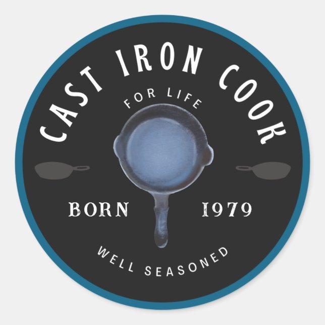 Sticker Rond Cast Iron Cook for Life Well Seasoned (Devant)