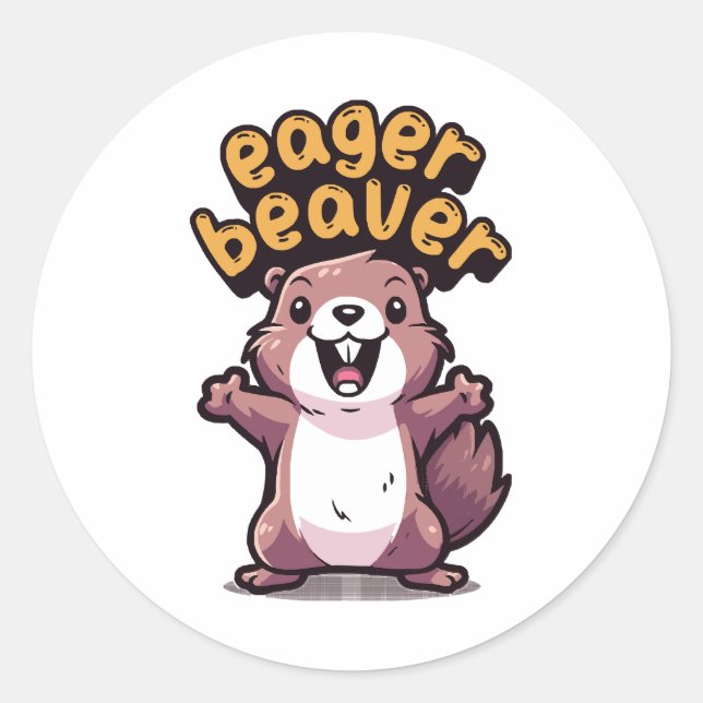 Sticker Rond Castor zélé (Devant)